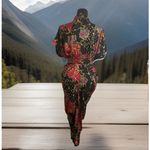 Chic Sexi High Low Belted Midi Dress Floral BOHO CottageCore Silky Sweet RETRO Size M Photo 3