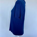 Vintage Ribbed Navy Mock Neck Tee | L Photo 5