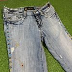 Odyn Jeans Size 28 Light Wash Y2K Embroidered Floral Studded Low Rise Button Fly Blue Photo 1
