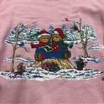 Chic Vintage Christmas Bear Womens Medium Pink Ugly Christmas Sweater 80s 90s Photo 1