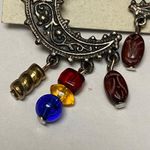 Crescent Legends Moon Shape Silver Tone Metal Pierced Post Earrings with Dangles Photo 8