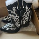MIA  Black Boots with White Embroidery Photo 2