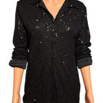 Hudson Gray NWOT  Size M Black Sequin Button Dress Shirt Event Party Photo 0