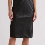 Spanx  Leather-Like Combo Sheath Dress In Luxe Black Photo 0