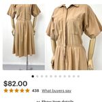 Utility Vintage 80s Button Down Fit and Flare Khaki Belted Shirtdress pockets Photo 3