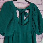 Free People  VIOLET MINI DRESS PUFF SLEEVES TIE BACK EMERALD GREEN SMALL Photo 7