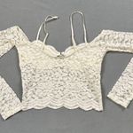 ZARA NWOT Lace Crop Top M Off Shoulder Long Sleeve Ivory Sweetheart Blouse Photo 6