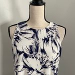 Anne Klein Pleated Bloomcore Dress Size 6 Navy White Floral Mature A-Line Work Photo 2