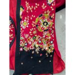 Diane Gilman Red Floral Kimono Jacket 100% Silk Lightweight Open Front Womens L Photo 7