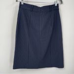Banana Republic ‎ Pencil Skirt Size 4 Petite Navy Pinstripe Front Slit Photo 4