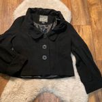 Mac & Jac Jacket Size 12 Black Wool Cashmere Button Front Puff Sleeve Womens Photo 0