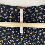 Free People Black Floral Kissin Kate Contrast Trim Long Sleeve Henley Top Photo 6