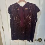 DR2 Burgundy Sequin Blouse Red Size L Photo 2