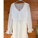 Lulus NWOT  Sheer Attraction White Long Sleeve Ruffled Mini Dress Cocktail Size L Photo 2