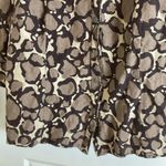 East 5th Women's 2X Taupe Brown Linen Giraffe Print Shirt 3/4 Sleeve Collar Photo 4