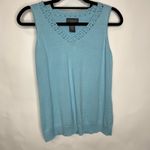 Van Heusen  Blue Crochet Trim Sweater Shell Sleeveless Sz Medium Photo 4