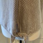Caution to the Wind | Striped Brown and White tie front top Photo 3
