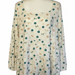 Lands' End Women’s Plus Size Tiered Top 1X Lightweight Jersey Long Sleeve Floral Photo 0