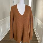 Mango V-Neck Knit Pullover Women's Sweater Brown Oversized Size M Photo 3