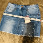 Authurna Denim Blue Pearled Mini Distressed Summer Skirt 5 Photo 11