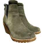 Sorel After Hours Wedge Chelsea Boots Waterproof Pull On Suede Leather Green 8 Photo 0