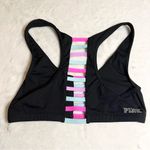 PINK - Victoria's Secret VS PINK Ultimate Sports Bra Size Small Black with Pink & Blue Strappy Cut Out Photo 6