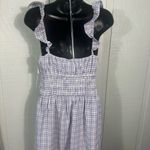 WAYF  Purple Gingham Checkered Smocked Waist Flutter Sleeve  Midi Dress SZ M NWT Photo 6