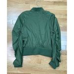 Hunter Ruched Long Sleeve Windbreaker Jacket Womens Med Green Orange Lining Photo 8