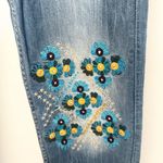 Desigual  women's Ethnic stretch jeans floral Y2K 2000 embroidery boho hippie Photo 2