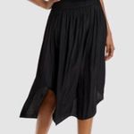 Ramy Brook  Jessy Black Midi Shirred Asymmetrical Front Side Skirt Size 4 Photo 1