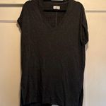 Lou & grey | Basic Short Sleeved Dark Grey Top Deep V-Neck Back Seam Size Large Photo 0