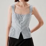 Rihoas Blue Striped Square Neck Tank Top Size M Photo 0