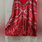 BEBE Women's Sleeveless Glitter Sequin Tank Tops Shimmer Vest Tops Glitter SMALL Red Photo 4