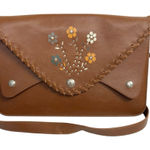 Circus by Sam Edelman  Boho Faux Leather Crossbody Clutch Brown Bag 11x7 Inch Photo 0