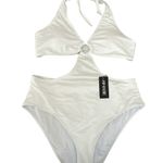 🏷️ One Piece Swimsuits Tummy Control O Ring Cutout High Waisted White Size XL Photo 5