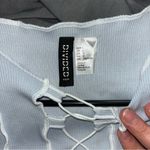 H&M baby blue Ribbed Crop Tie Front T-Shirt Photo 3