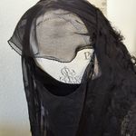 Alberta Ferreti Vintage Black Tissu Fabric Silk sheer feather cape effect sz 4 Photo 8