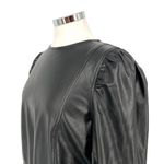 ZARA  Womens Black Faux Leather Long Puff Sleeve Drawstring Top  Size Large Photo 3