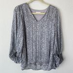 Adrienne Animal Print V-Neck Blouse Size Large Photo 0