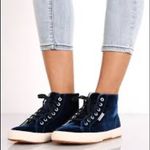 Superga Anthropologie  Blue Velvet High Top Sneakers Photo 0