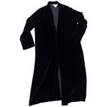 Easy Spirit Vintage Black Velvet Duster Topper Coat (Fits M) Long Black Open Front Duster Photo 9