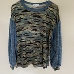 L Love Camo Pullover Long Balloon Sleeve Top Size Small Green Photo 1