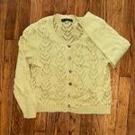 Peruvian Connection  100% Pima cotton eyelet button crop cardigan key lime green Photo 0
