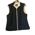 Karen Scott Hasting & Smith Quilted Vest Black Sleeveless Full Zip Gold Detail Photo 1