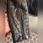 Trouve Black Quilted Bomber Jacket leather houndstooth zip up moto classic S Photo 8