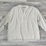 Vince 100% silk womens long sleeve blouse ivory pinstripe size medium G18 Photo 0