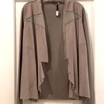 Elie Tahari NWT SZ XS  Sarena Tan Goat Suede  open  front Cardigan Photo 0