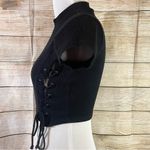 Forever 21 ribbed lace-up mock neck black crop top women Size small Photo 7