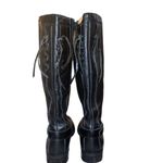 Naturalizer Naturalized Black pebbled Leather Knee-High Boots Buckle corset tie detail Photo 5