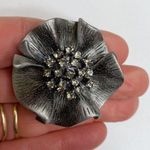 Premier Designs  “Camille” Brooch/Pin Crystal Silver Plated NWT OS Matte Floral Photo 2